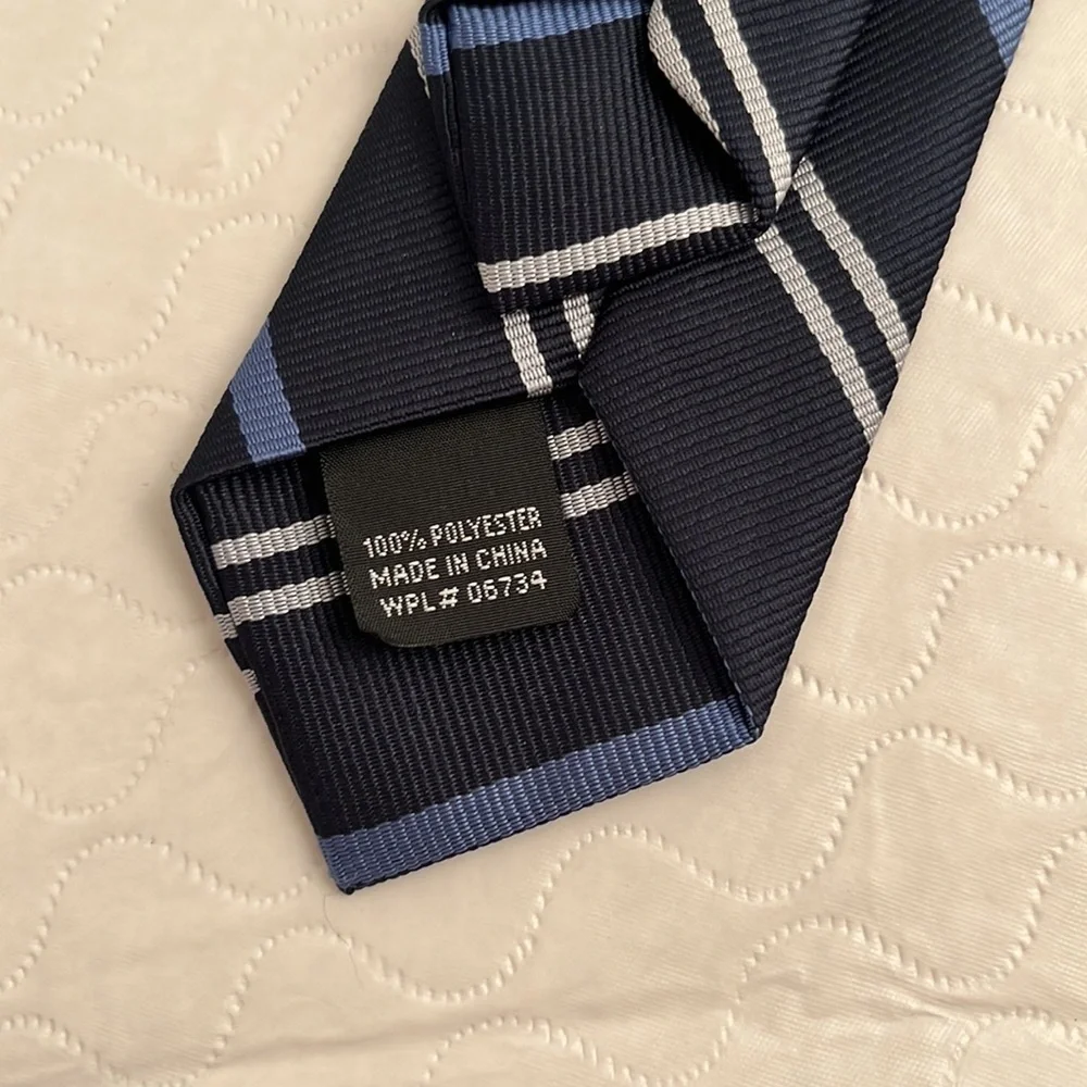 Blue striped clip on tie